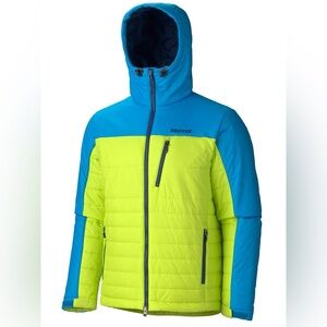 Marmot Men's Hooded Insulated Jacket in Lime & Blue